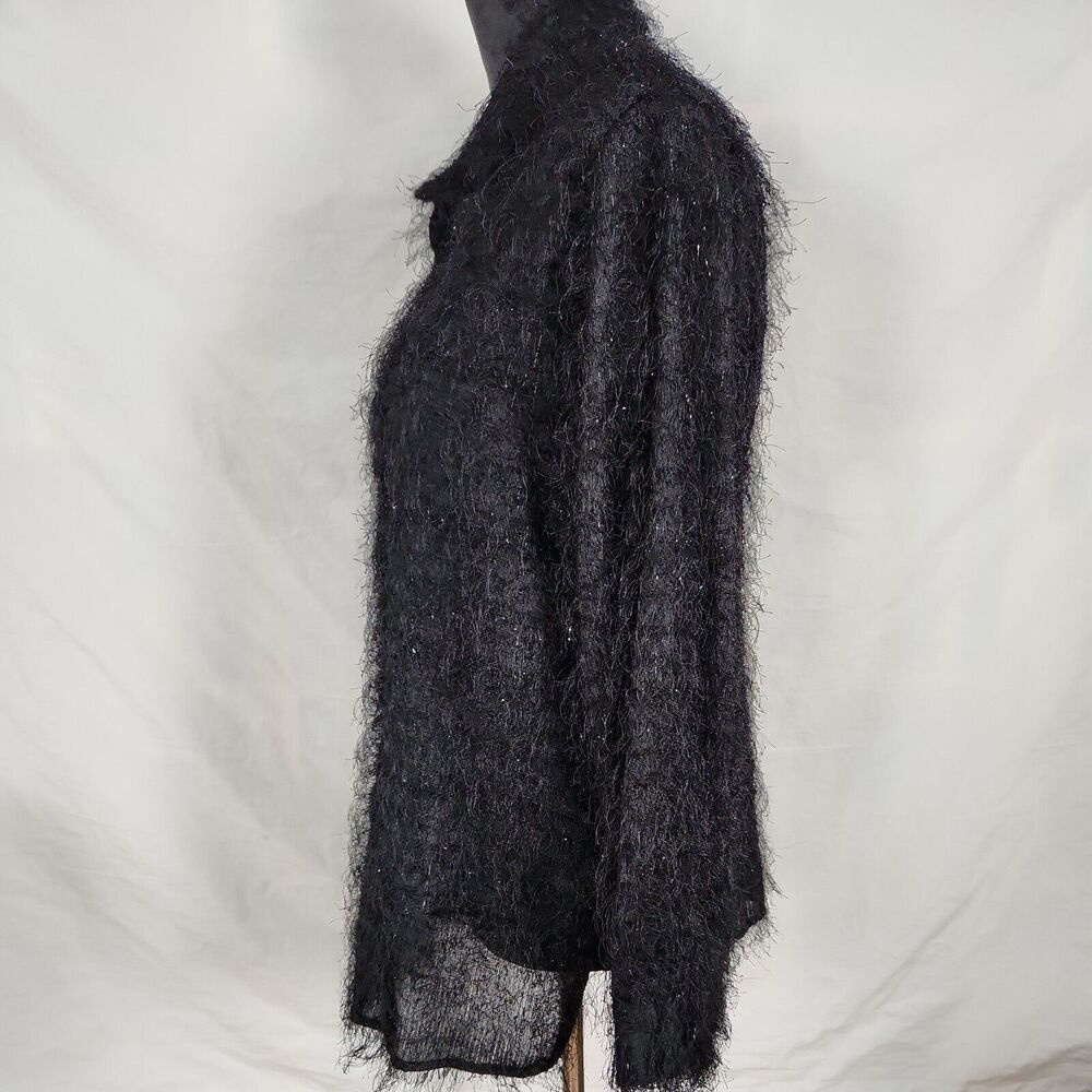Creative Design Works Womens Button Up Eyelash Shirt Size M Black Long Sleeve - Picture 7 of 11